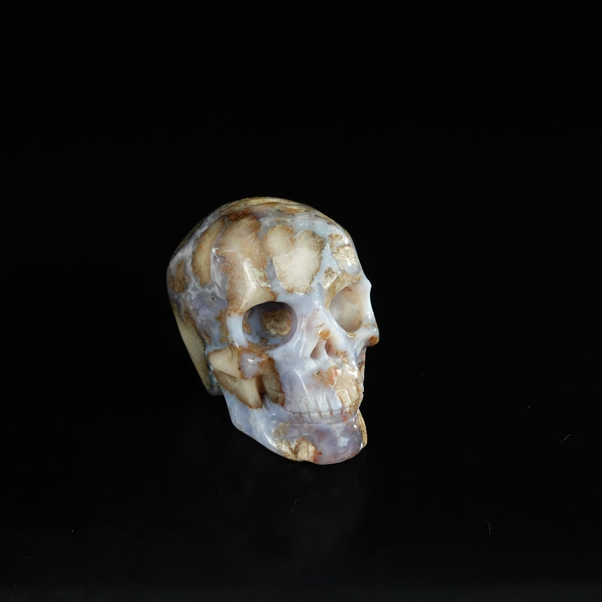 2.2" Blue Flower Agate Crystal Skull Carving - Unique Piece #BF19