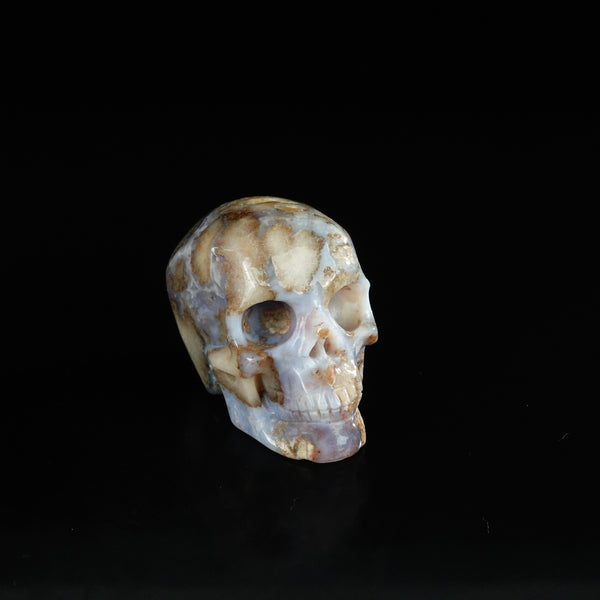 2.2" Blue Flower Agate Crystal Skull Carving - Unique Piece #BF19 - alternate view