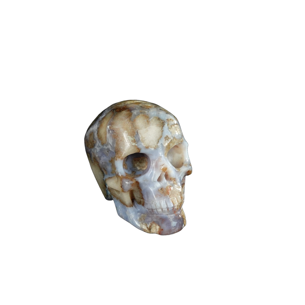 2.2" Blue Flower Agate Crystal Skull Carving - Unique Piece #BF19