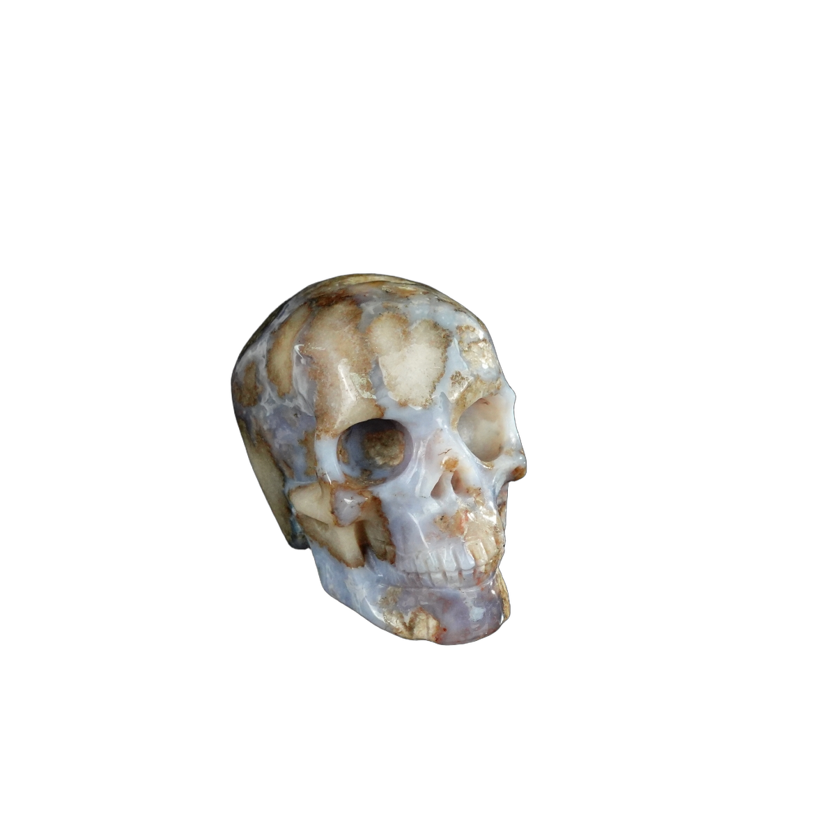 2.2" Blue Flower Agate Crystal Skull Carving - Unique Piece #BF19