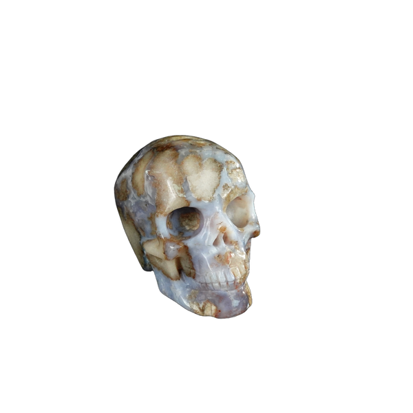 2.2" Blue Flower Agate Crystal Skull Carving - Unique Piece #BF19 - alternate view