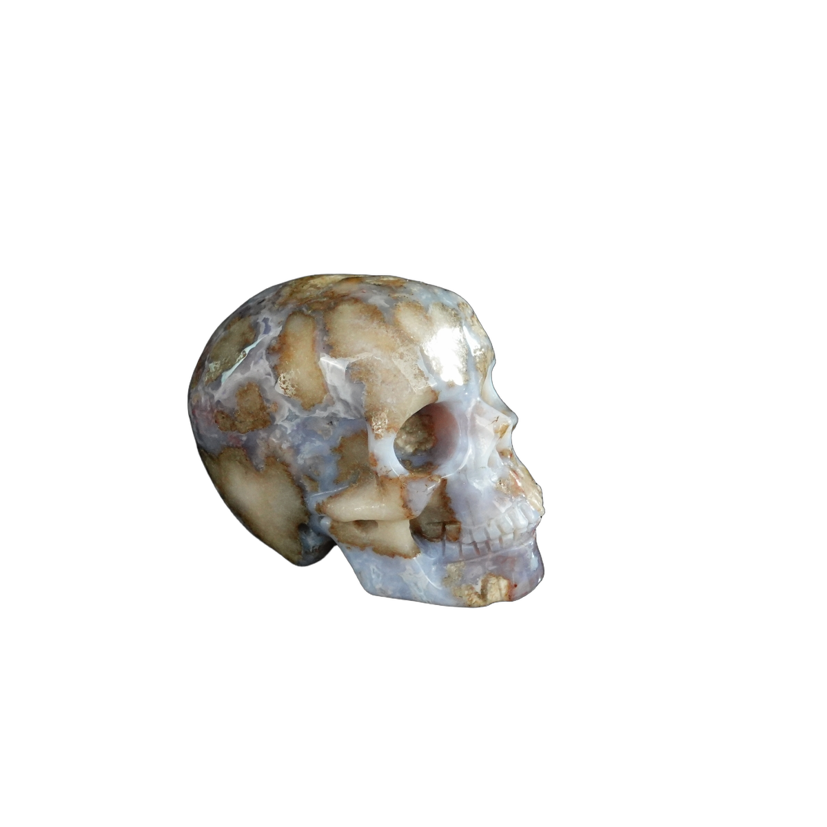 2.2" Blue Flower Agate Crystal Skull Carving - Unique Piece #BF19