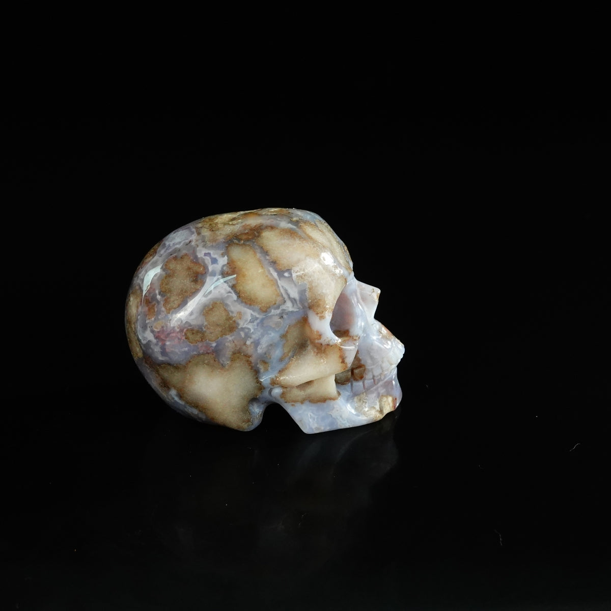 2.2" Blue Flower Agate Crystal Skull Carving - Unique Piece #BF19