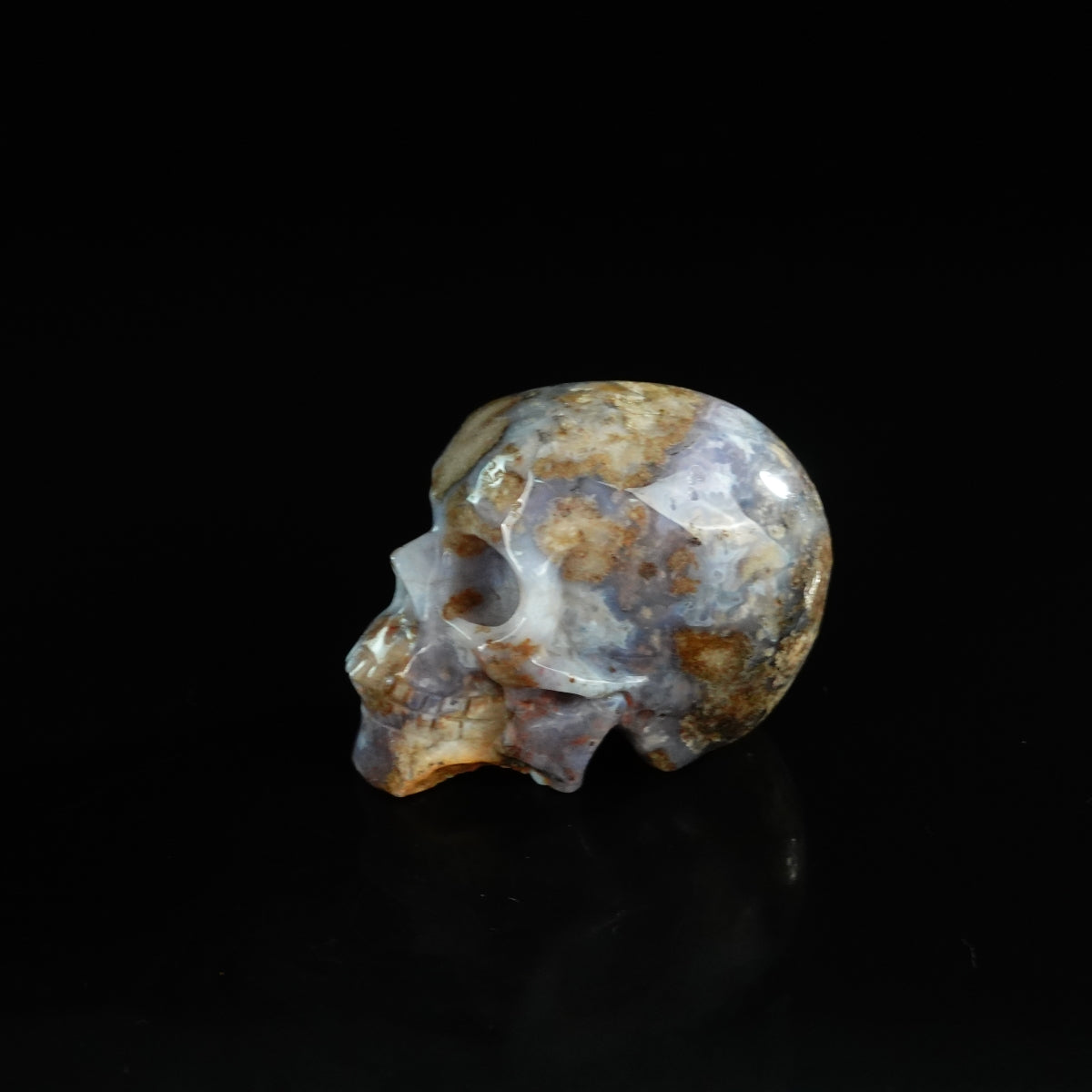 2.2" Blue Flower Agate Crystal Skull Carving - Unique Piece #BF19