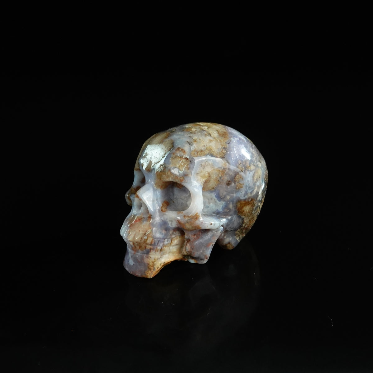 2.2" Blue Flower Agate Crystal Skull Carving - Unique Piece #BF19