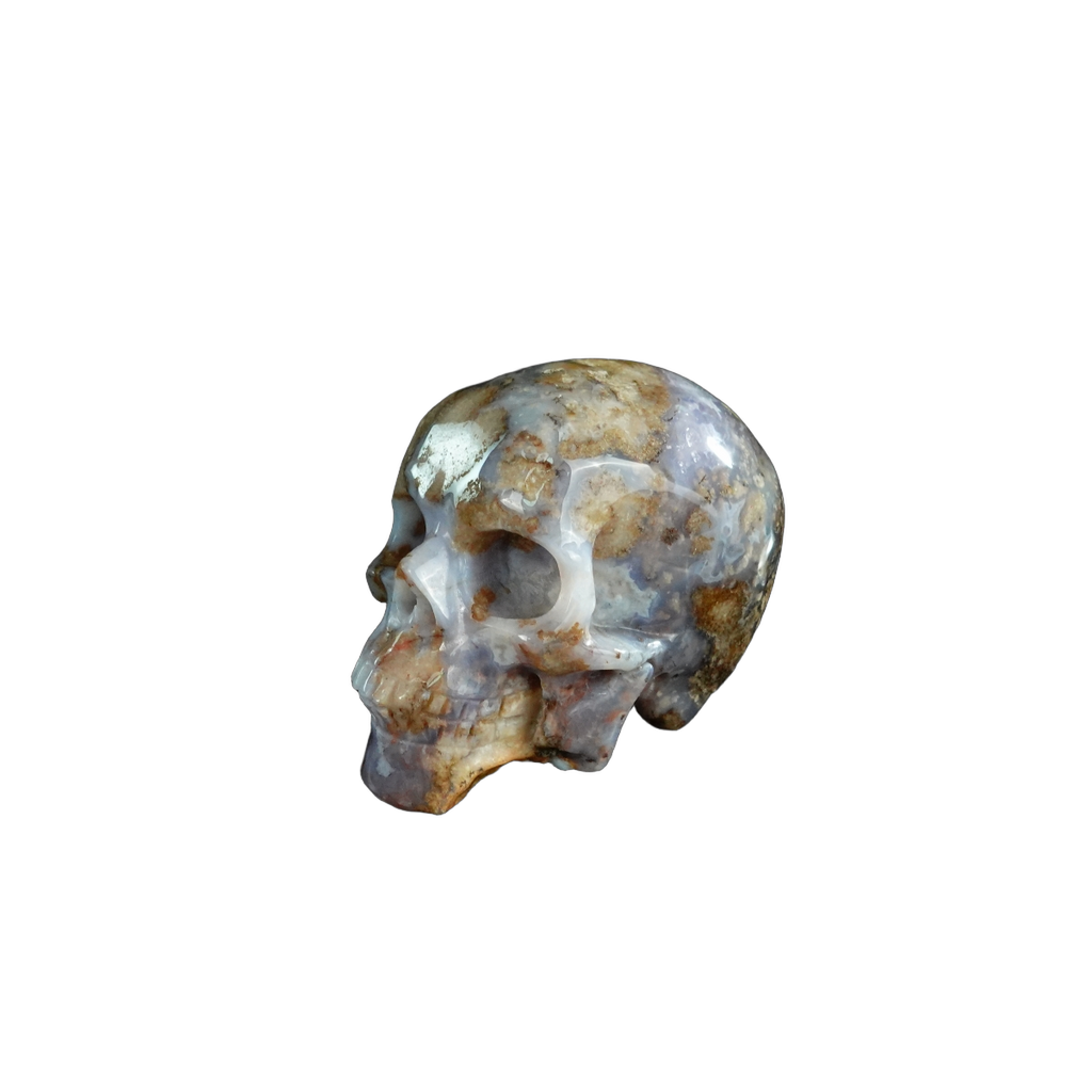 2.2" Blue Flower Agate Crystal Skull Carving - Unique Piece #BF19