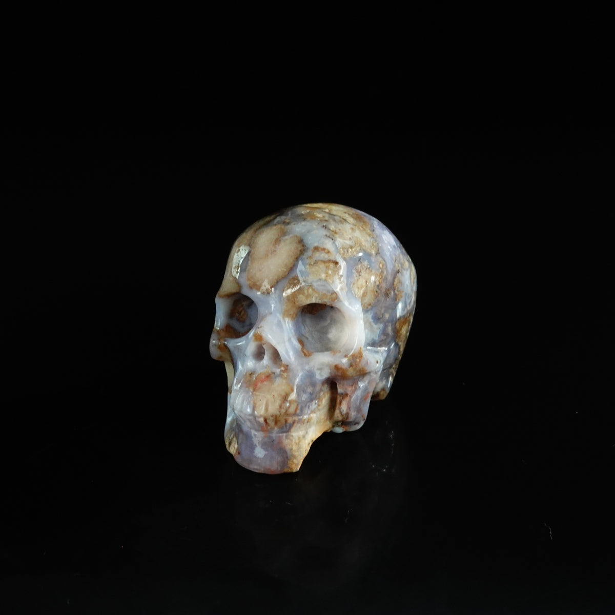 2.2" Blue Flower Agate Crystal Skull Carving - Unique Piece #BF19