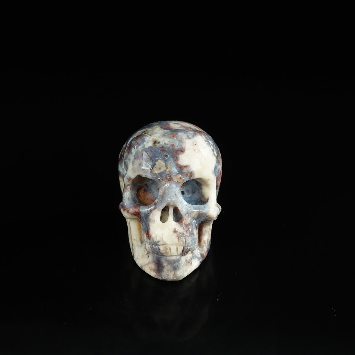 2.2" Blue Flower Agate Crystal Skull Carving - Unique Piece #BF20