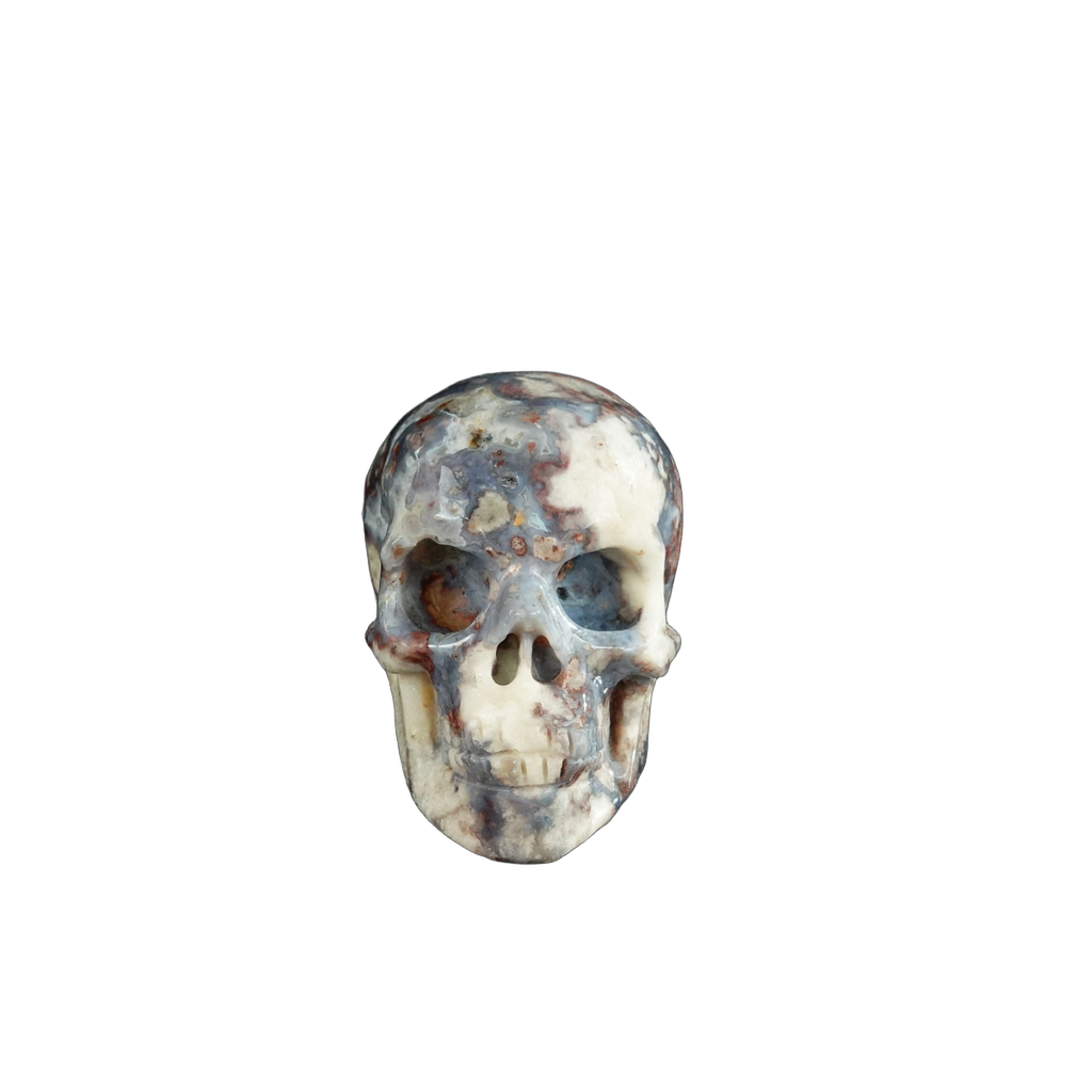 2.2" Blue Flower Agate Crystal Skull Carving - Unique Piece #BF20