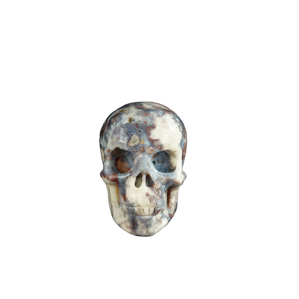 2.2" Blue Flower Agate Crystal Skull Carving - Unique Piece #BF20
