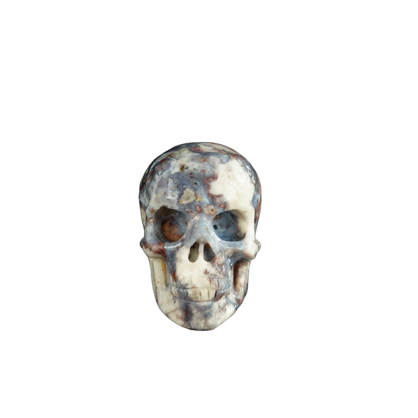 2.2" Blue Flower Agate Crystal Skull Carving - Unique Piece #BF20