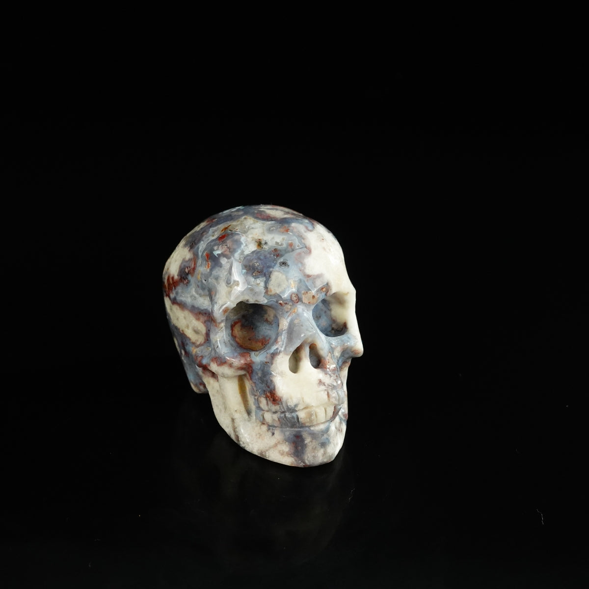 2.2" Blue Flower Agate Crystal Skull Carving - Unique Piece #BF20