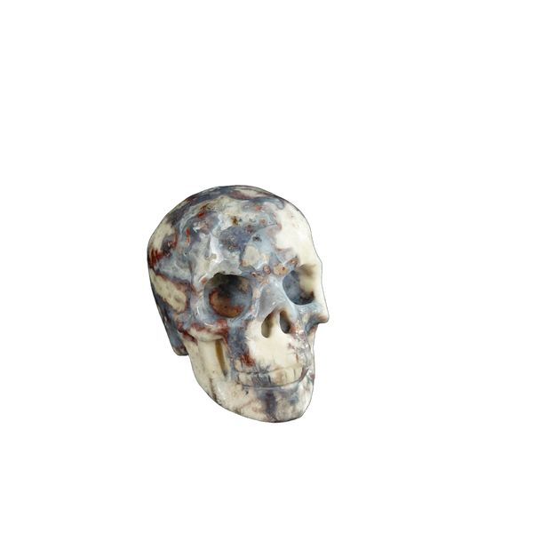 2.2" Blue Flower Agate Crystal Skull Carving - Unique Piece #BF20 - alternate view