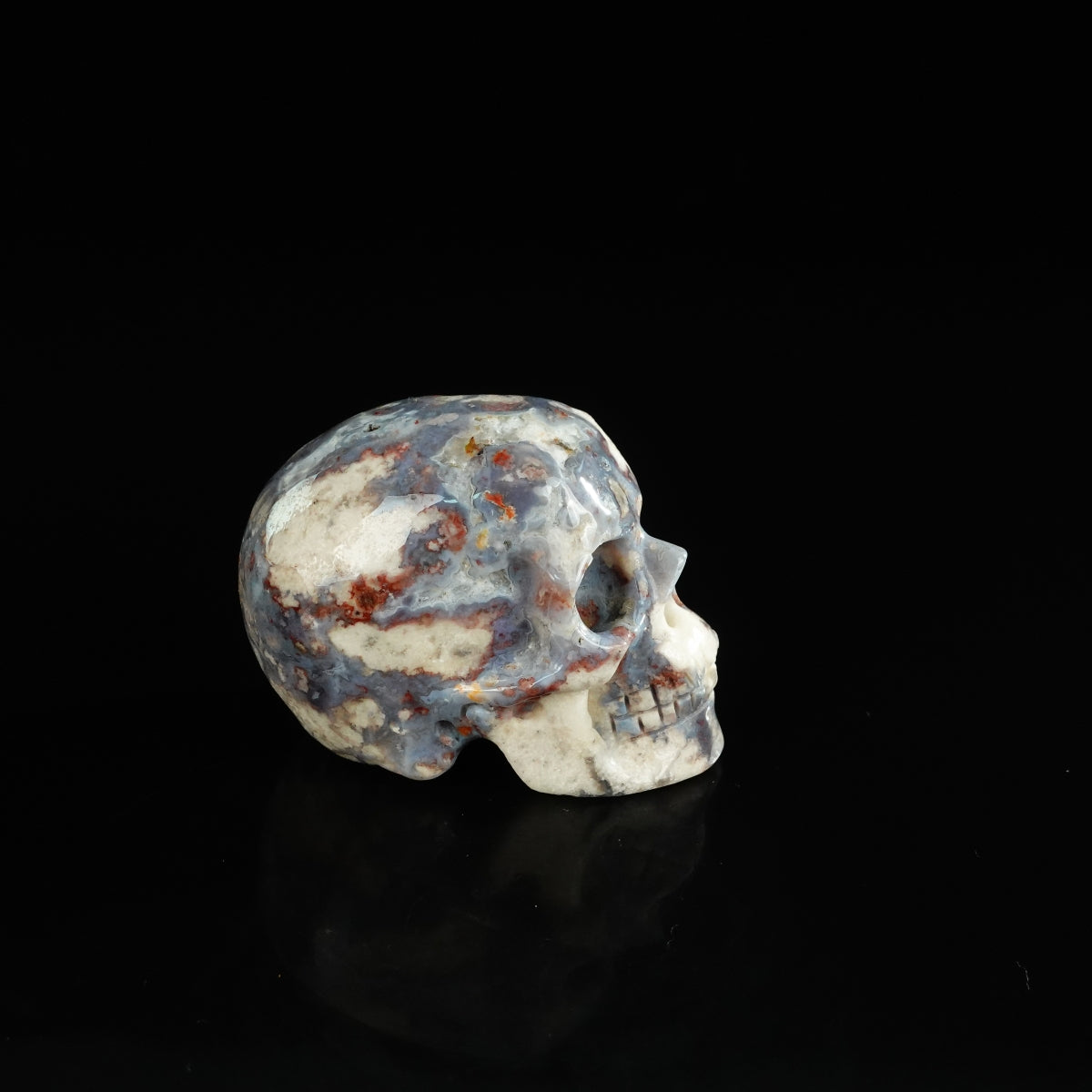 2.2" Blue Flower Agate Crystal Skull Carving - Unique Piece #BF20