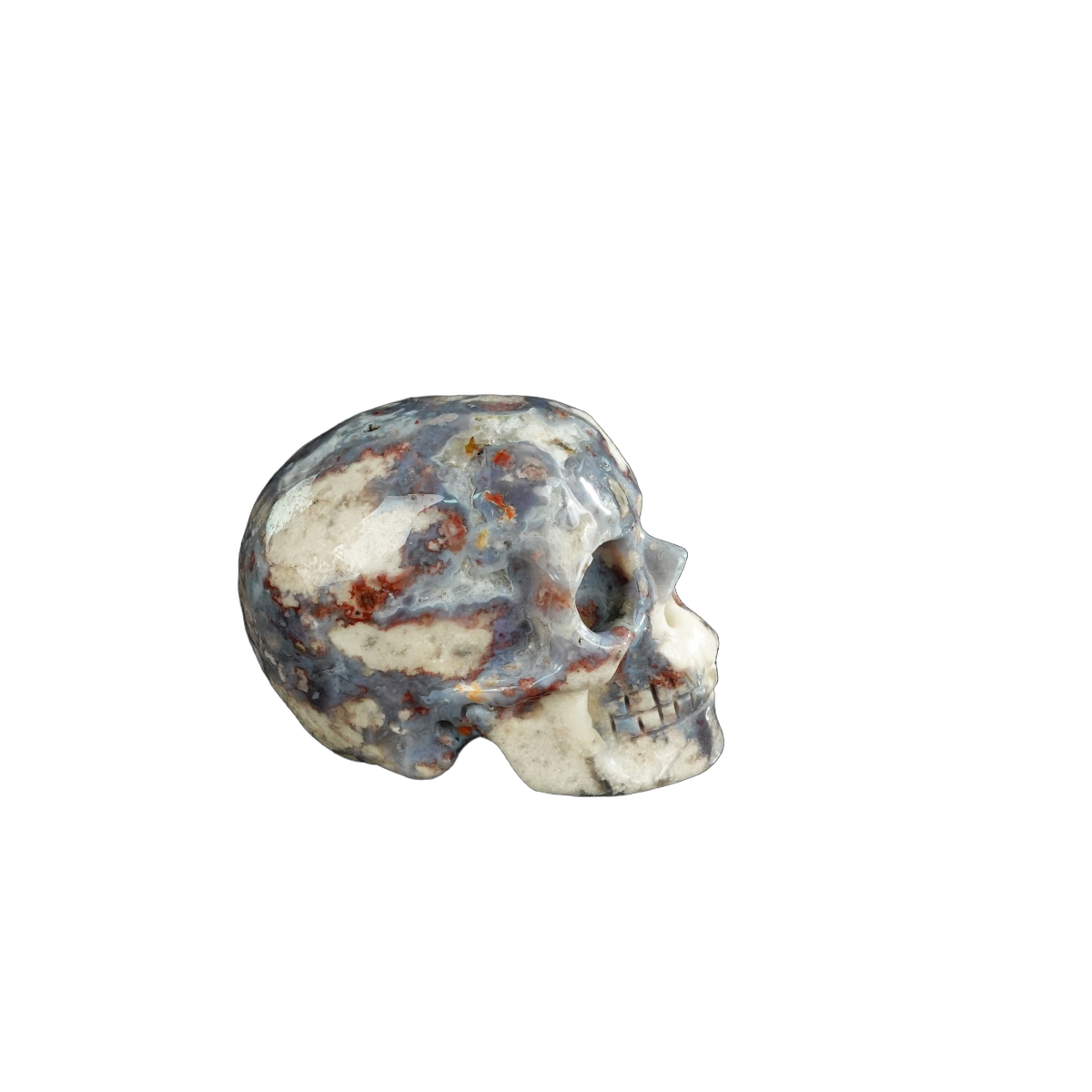 2.2" Blue Flower Agate Crystal Skull Carving - Unique Piece #BF20