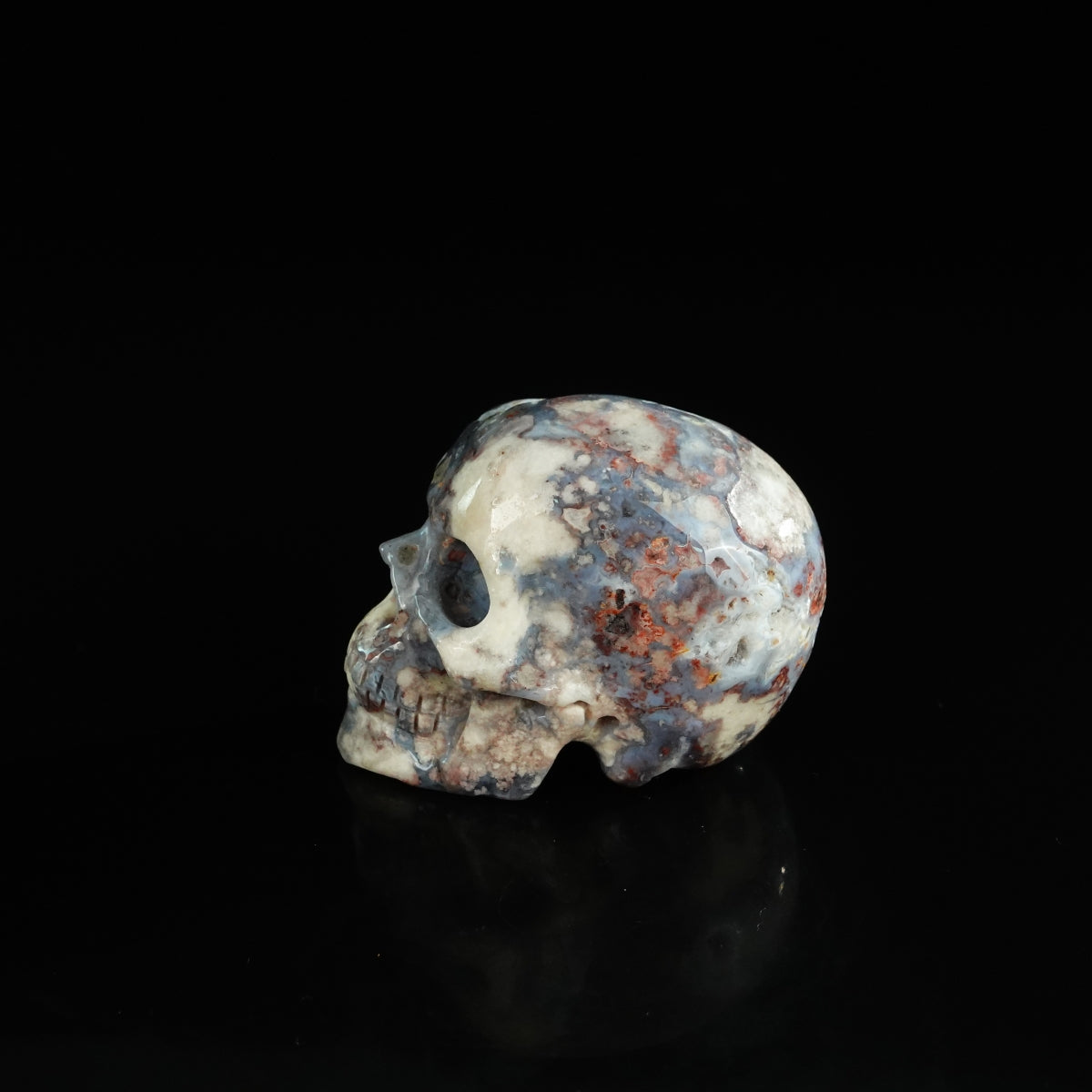 2.2" Blue Flower Agate Crystal Skull Carving - Unique Piece #BF20