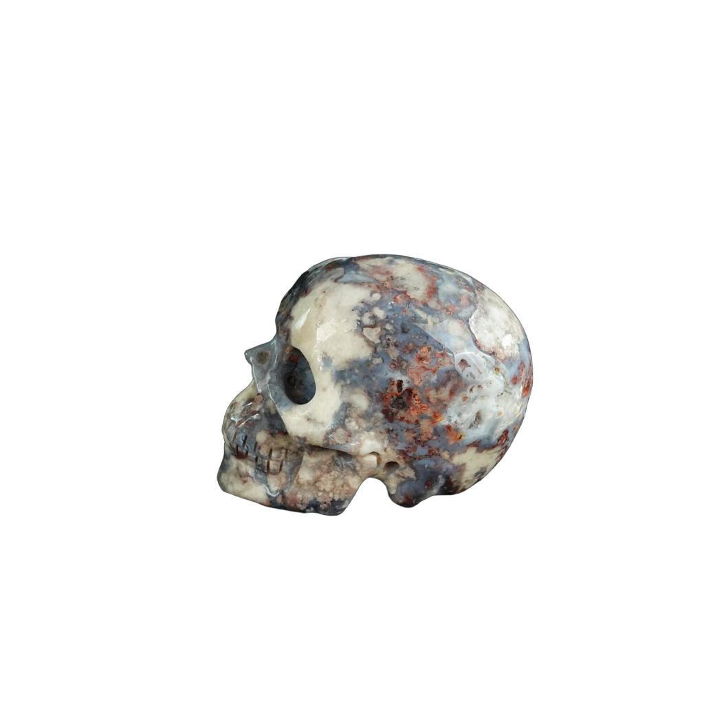 2.2" Blue Flower Agate Crystal Skull Carving - Unique Piece #BF20