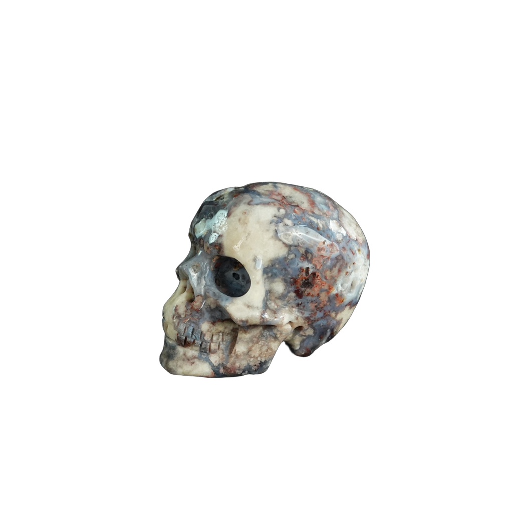 2.2" Blue Flower Agate Crystal Skull Carving - Unique Piece #BF20