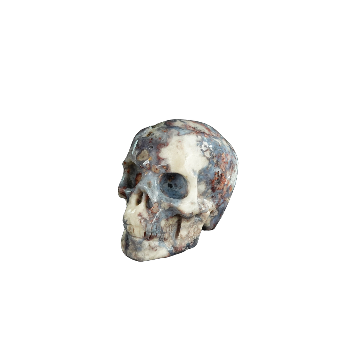2.2" Blue Flower Agate Crystal Skull Carving - Unique Piece #BF20