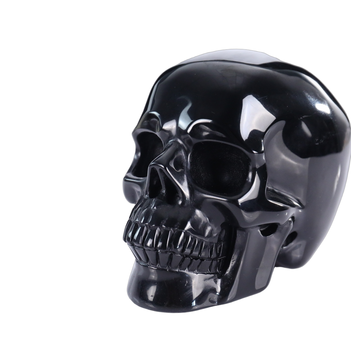 2.2" Black Obsidian Crystal Skull Carving - Hand Carved Decor