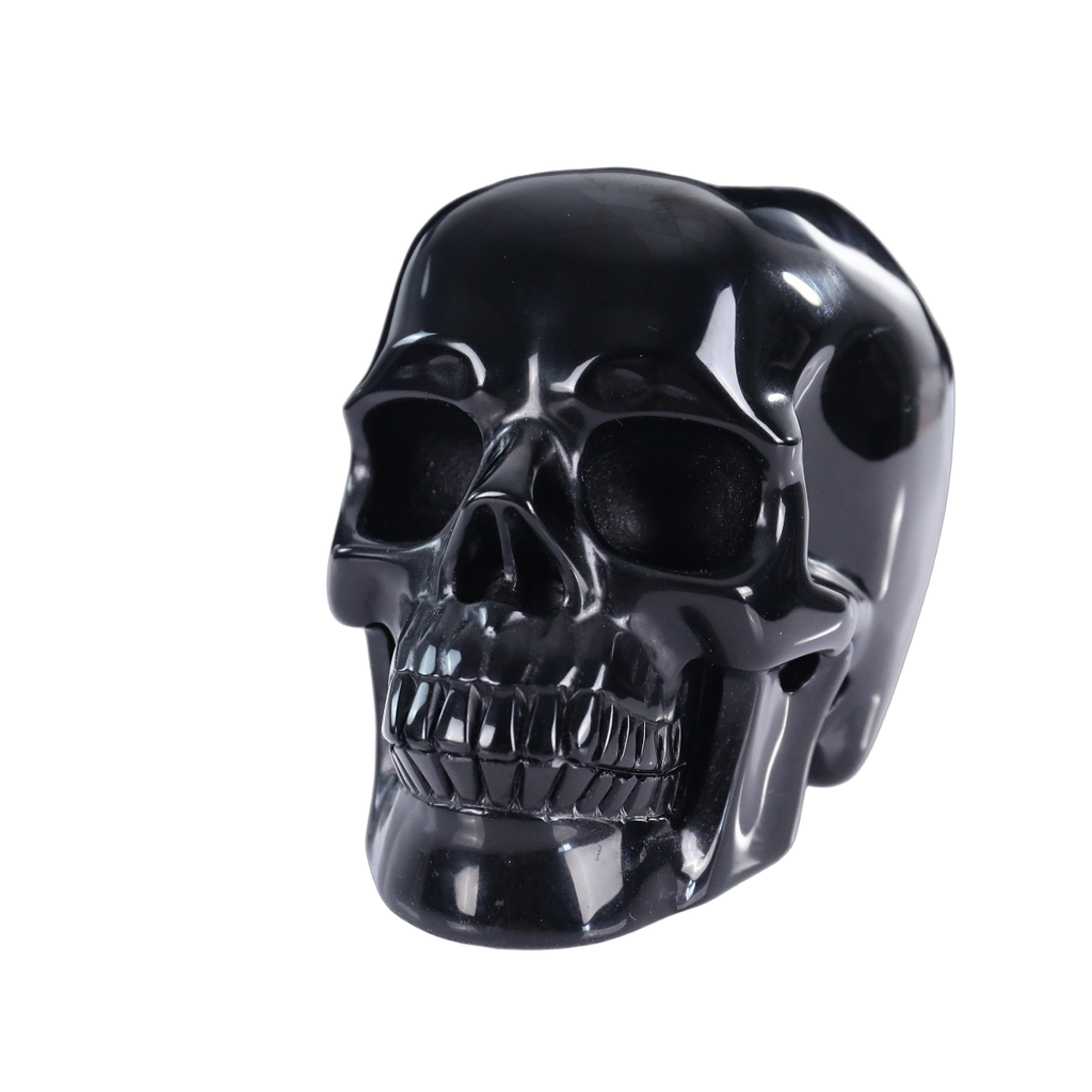 2.2" Black Obsidian Crystal Skull Carving - Hand Carved Decor