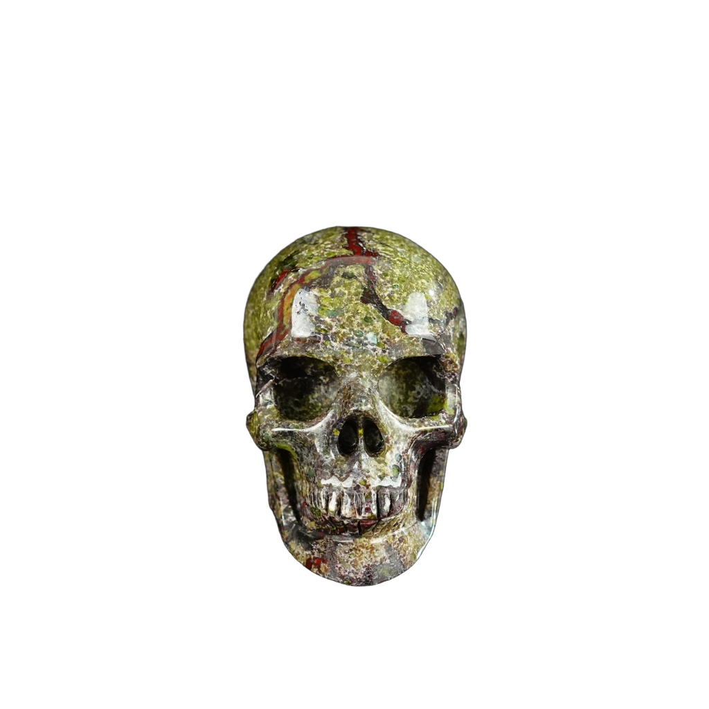 2.2" Dragon Blood Jasper Crystal Skull Carving - Hand Carved Decor