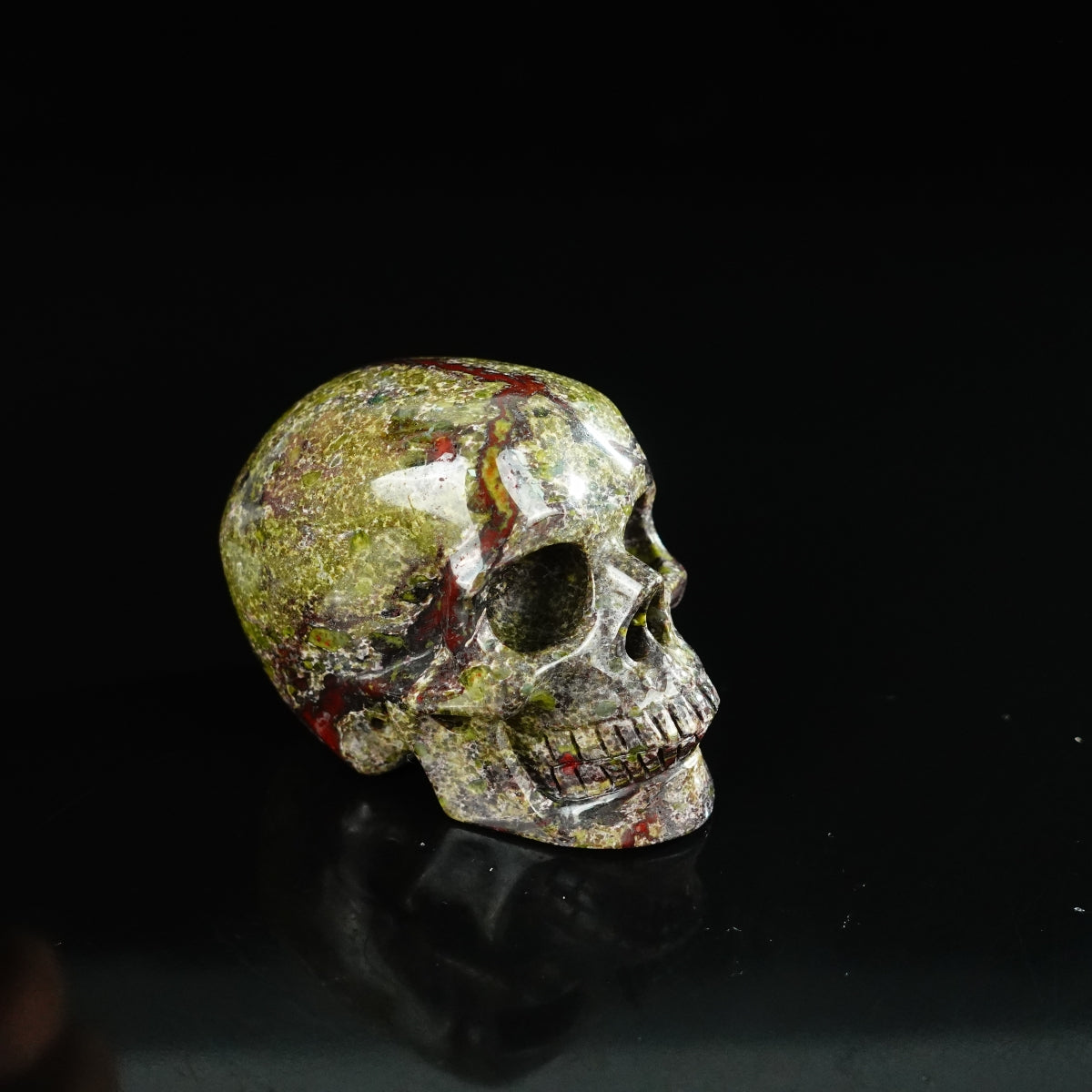 2.2" Dragon Blood Jasper Crystal Skull Carving - Unique Piece #DB01