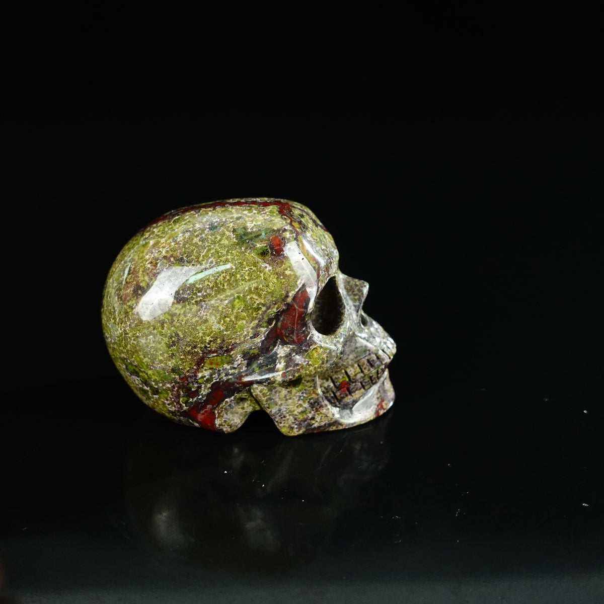 2.2" Dragon Blood Jasper Crystal Skull Carving - Unique Piece #DB01