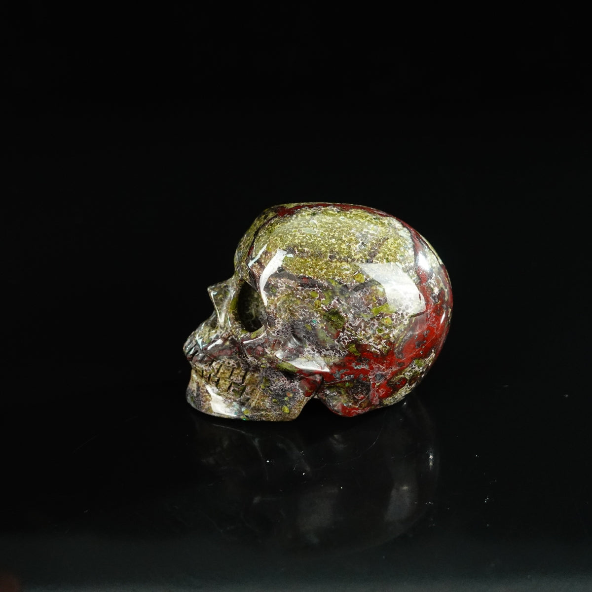 2.2" Dragon Blood Jasper Crystal Skull Carving - Unique Piece #DB01