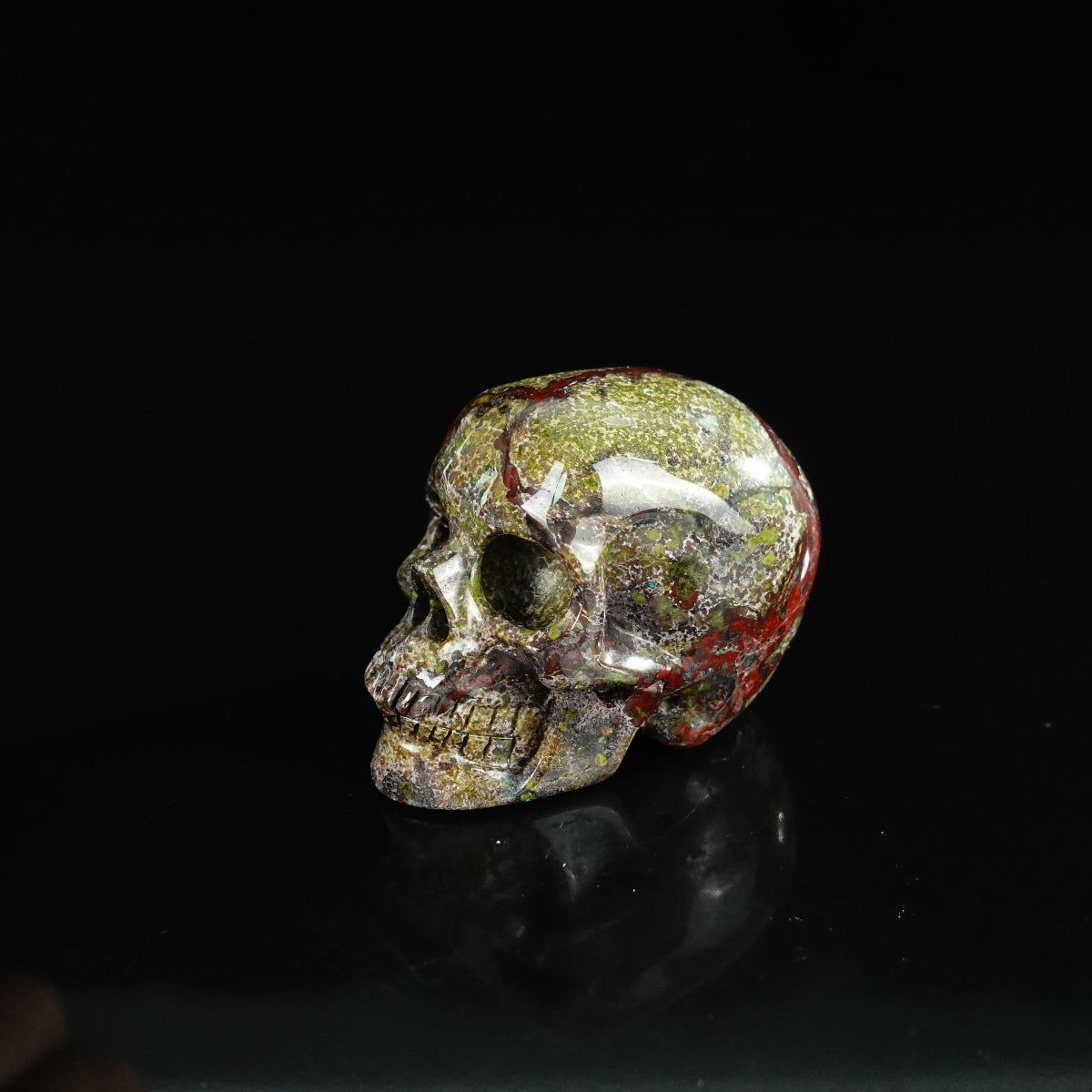 2.2" Dragon Blood Jasper Crystal Skull Carving - Unique Piece #DB01