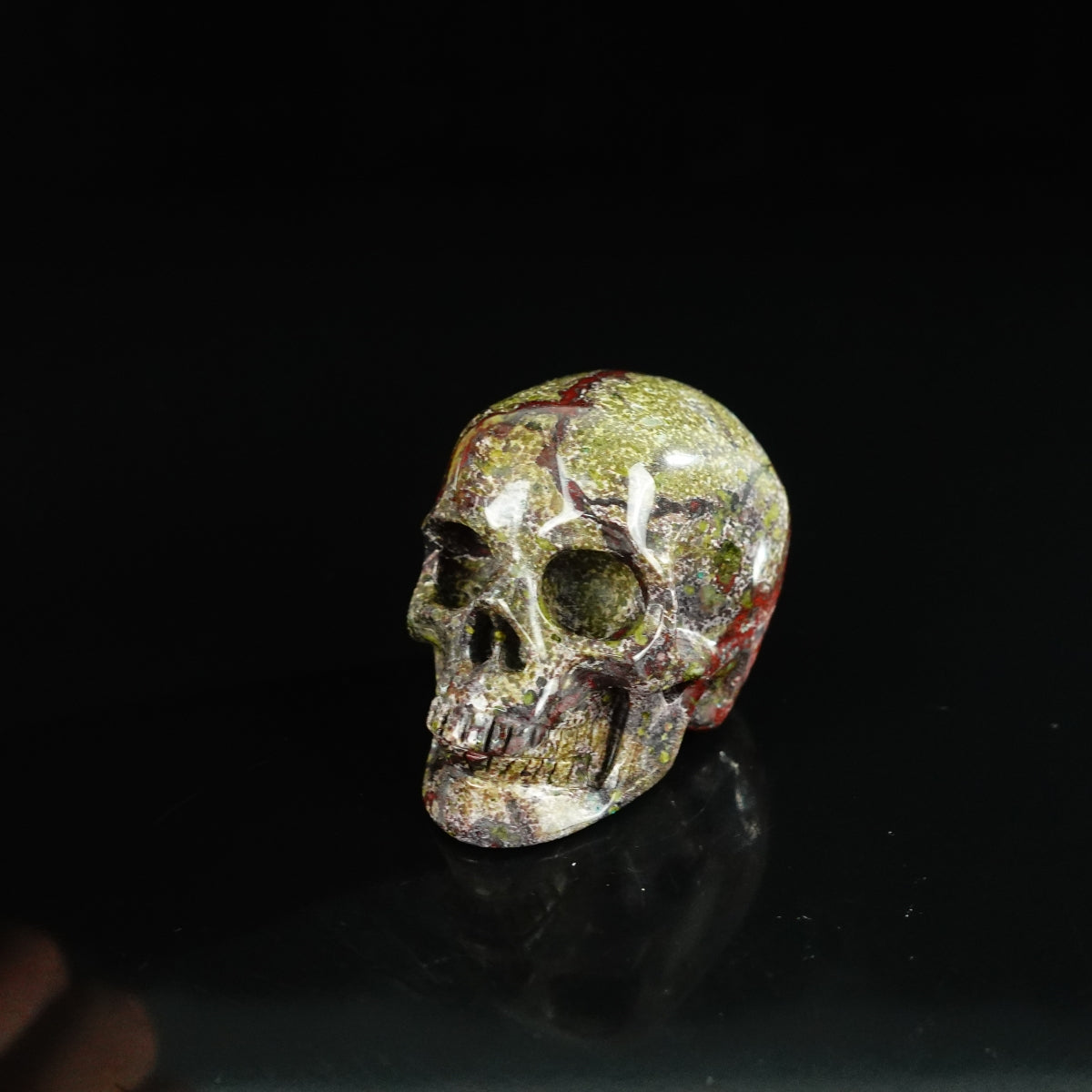2.2" Dragon Blood Jasper Crystal Skull Carving - Unique Piece #DB01