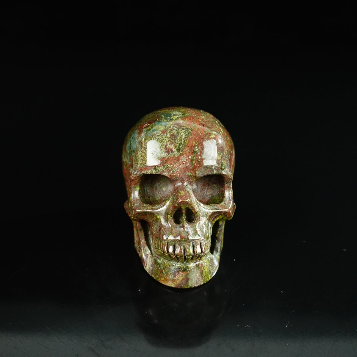 2.2" Dragon Blood Jasper Crystal Skull Carving - Unique Piece #DB02