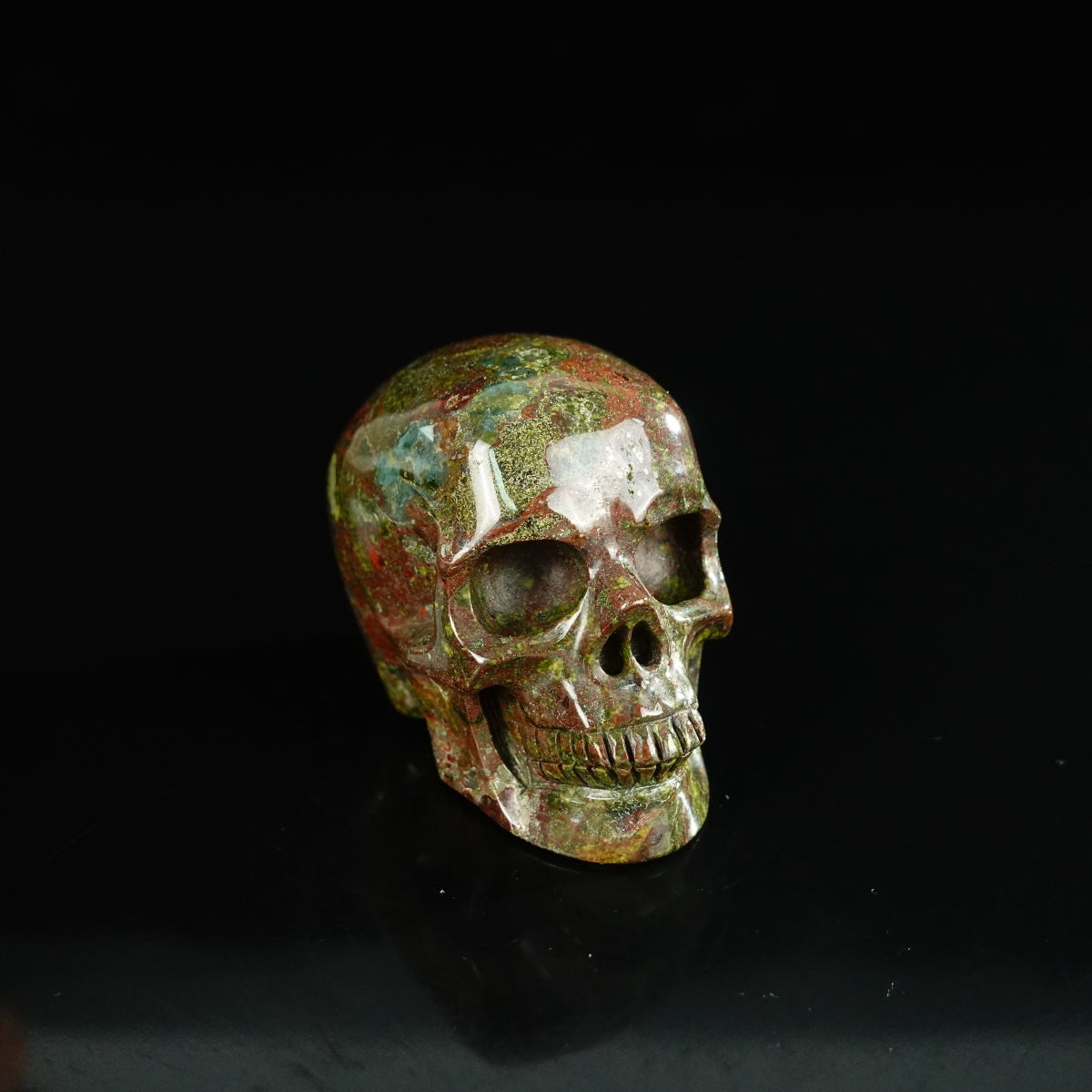 2.2" Dragon Blood Jasper Crystal Skull Carving - Unique Piece #DB02