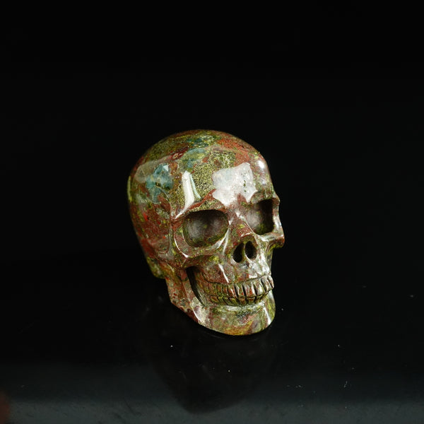 2.2" Dragon Blood Jasper Crystal Skull Carving - Unique Piece #DB02 - alternate view