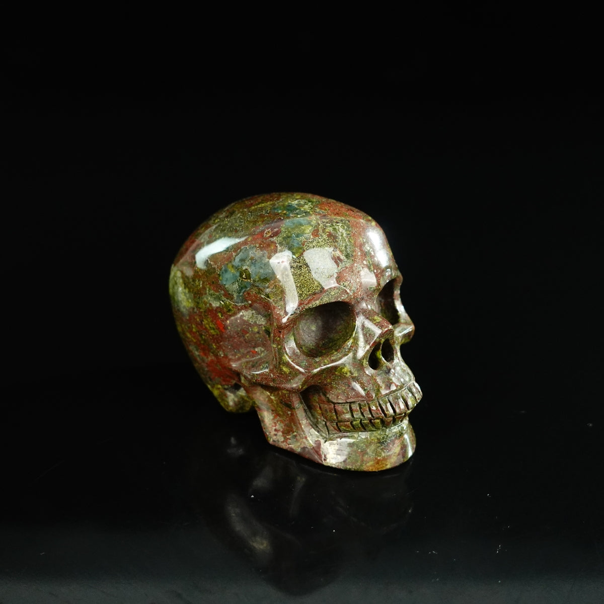 2.2" Dragon Blood Jasper Crystal Skull Carving - Unique Piece #DB02