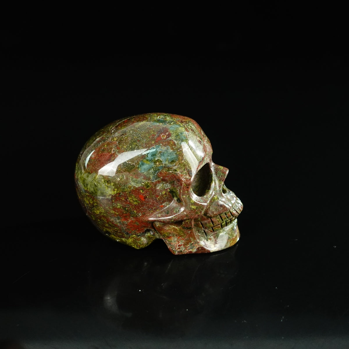 2.2" Dragon Blood Jasper Crystal Skull Carving - Unique Piece #DB02