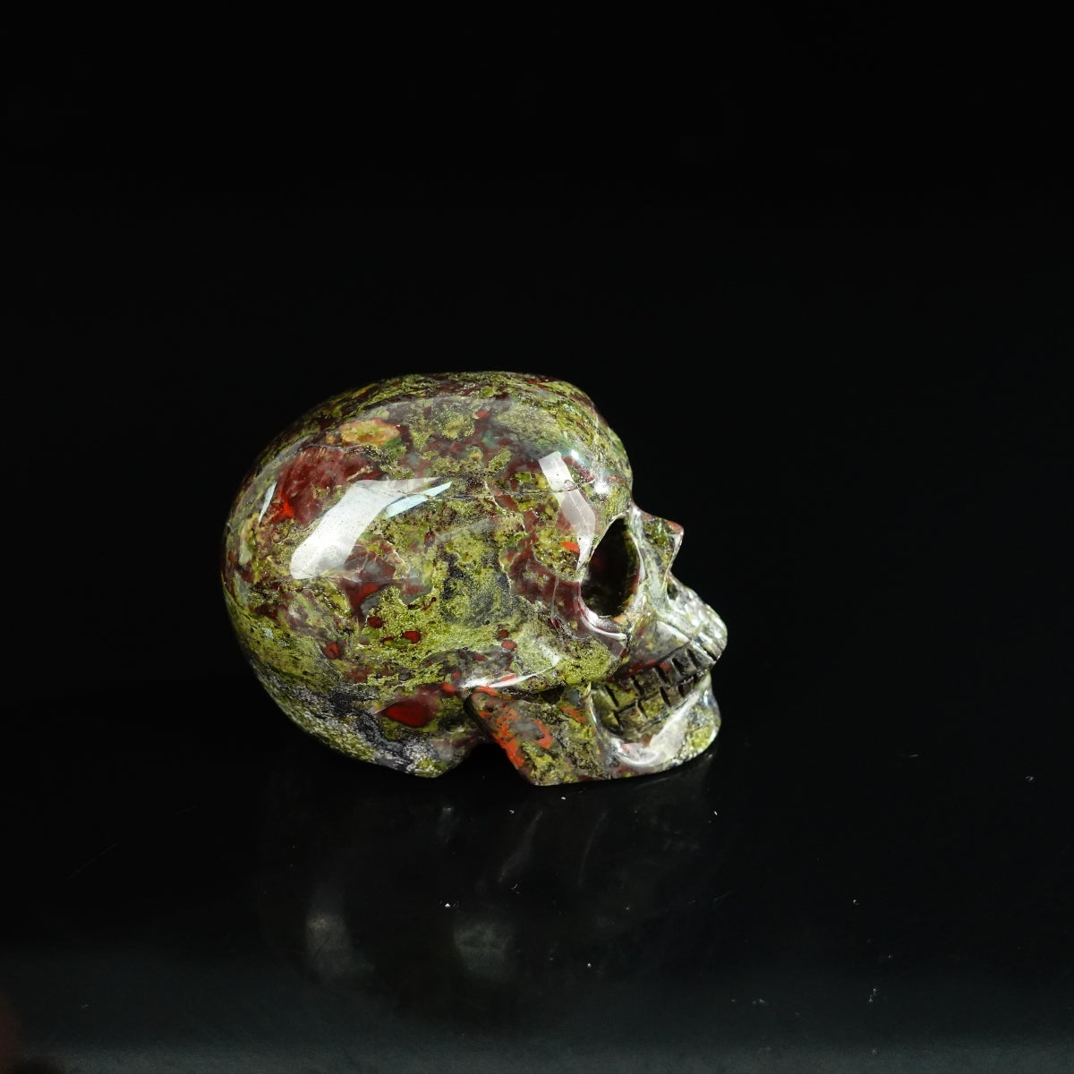 2.2" Dragon Blood Jasper Crystal Skull Carving - Unique Piece #DB03