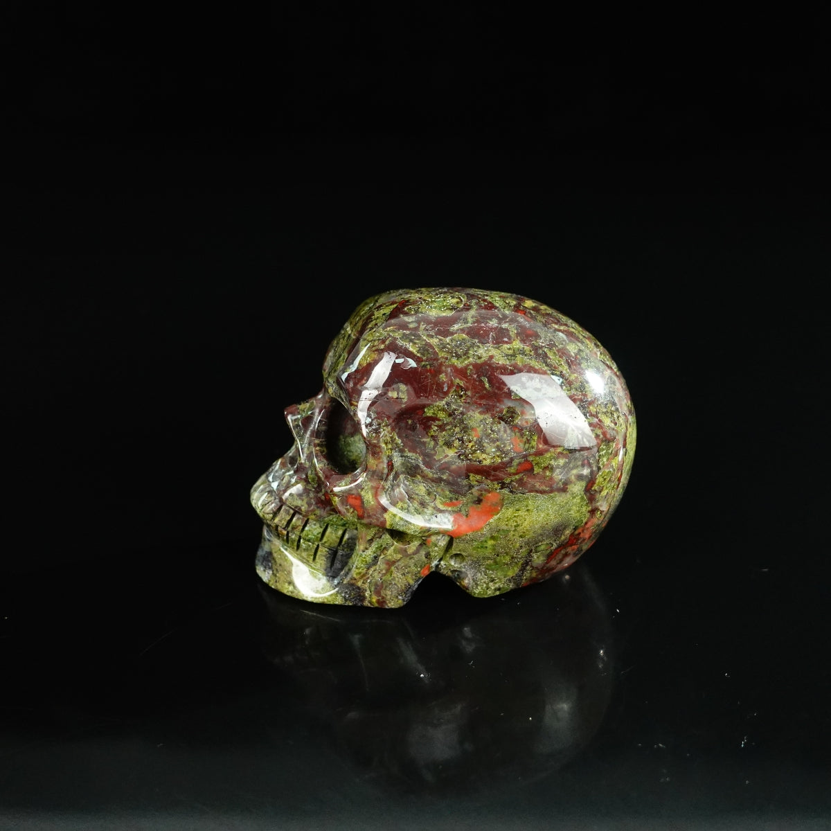 2.2" Dragon Blood Jasper Crystal Skull Carving - Unique Piece #DB03