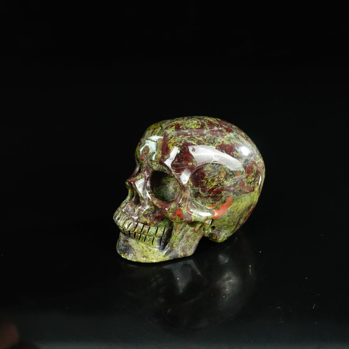 2.2" Dragon Blood Jasper Crystal Skull Carving - Unique Piece #DB03