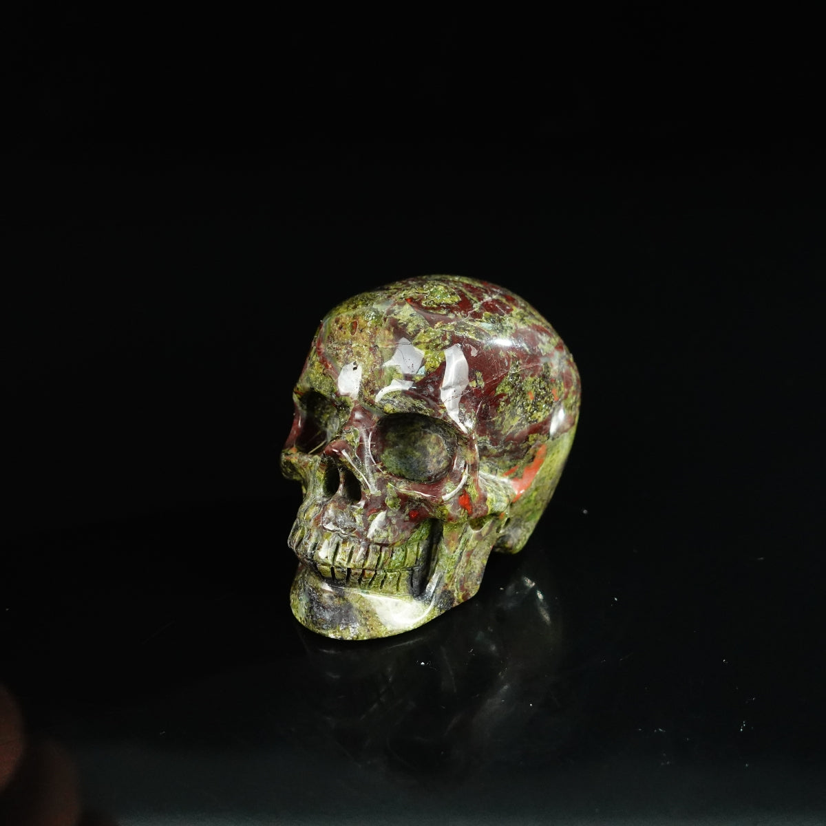 2.2" Dragon Blood Jasper Crystal Skull Carving - Unique Piece #DB03