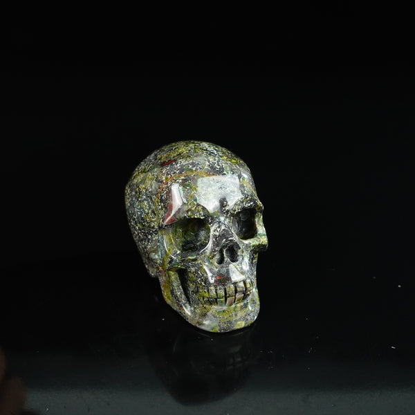 2.2" Dragon Blood Jasper Crystal Skull Carving - Unique Piece #DB04 - alternate view