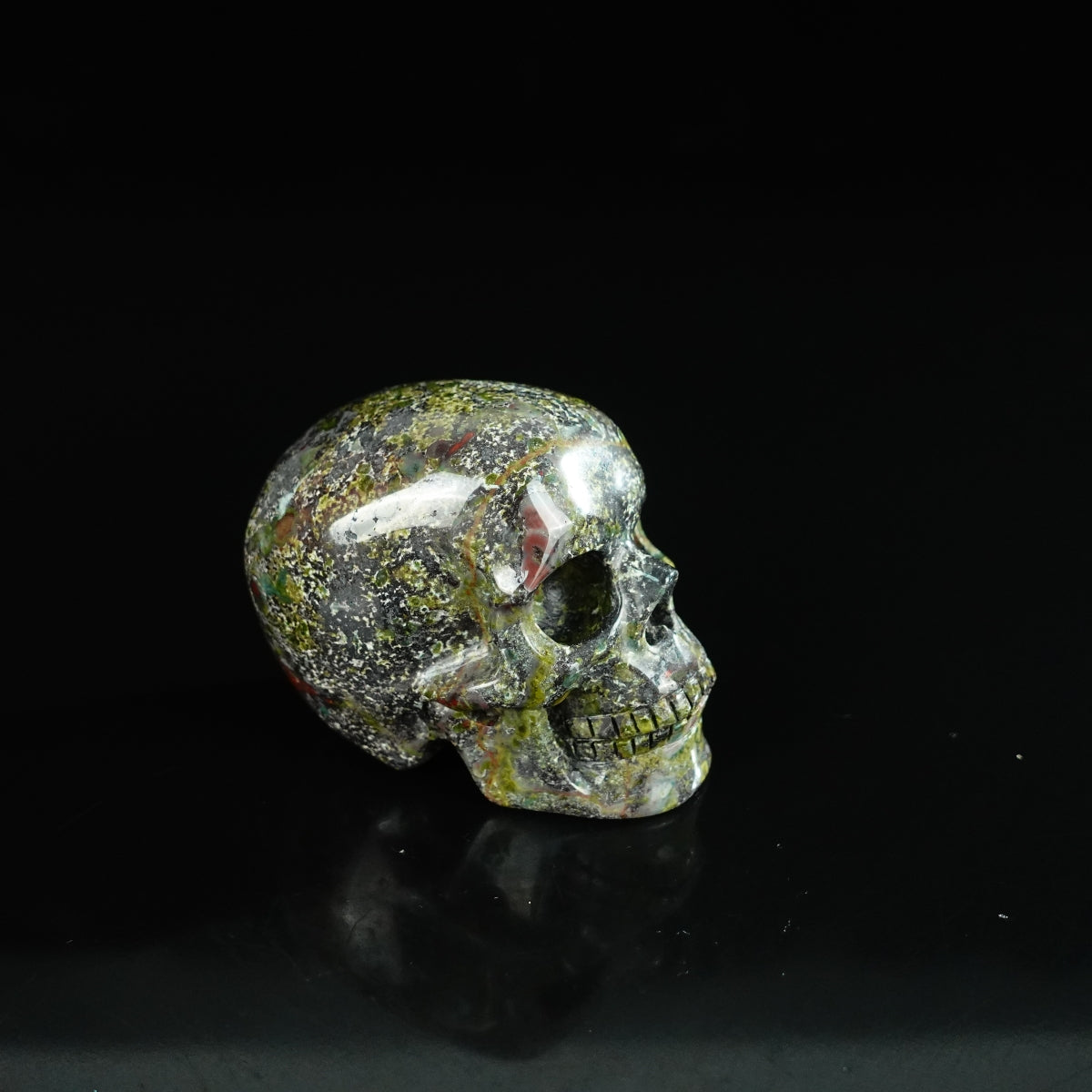 2.2" Dragon Blood Jasper Crystal Skull Carving - Unique Piece #DB04