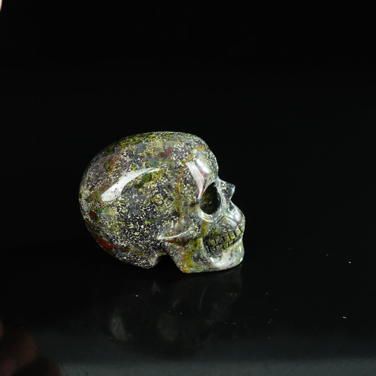 2.2" Dragon Blood Jasper Crystal Skull Carving - Unique Piece #DB04