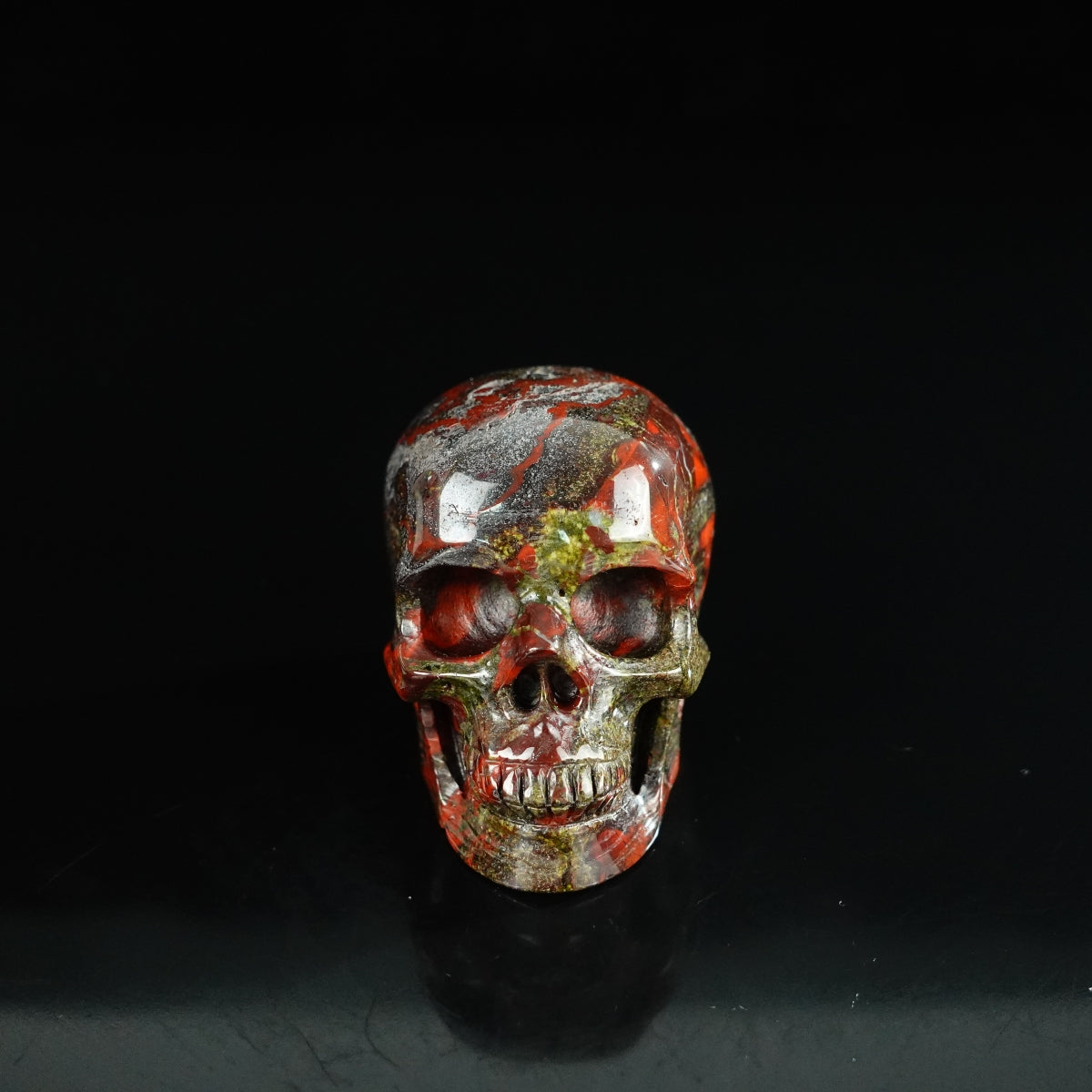 2.2" Dragon Blood Jasper Crystal Skull Carving - Unique Piece #DB05