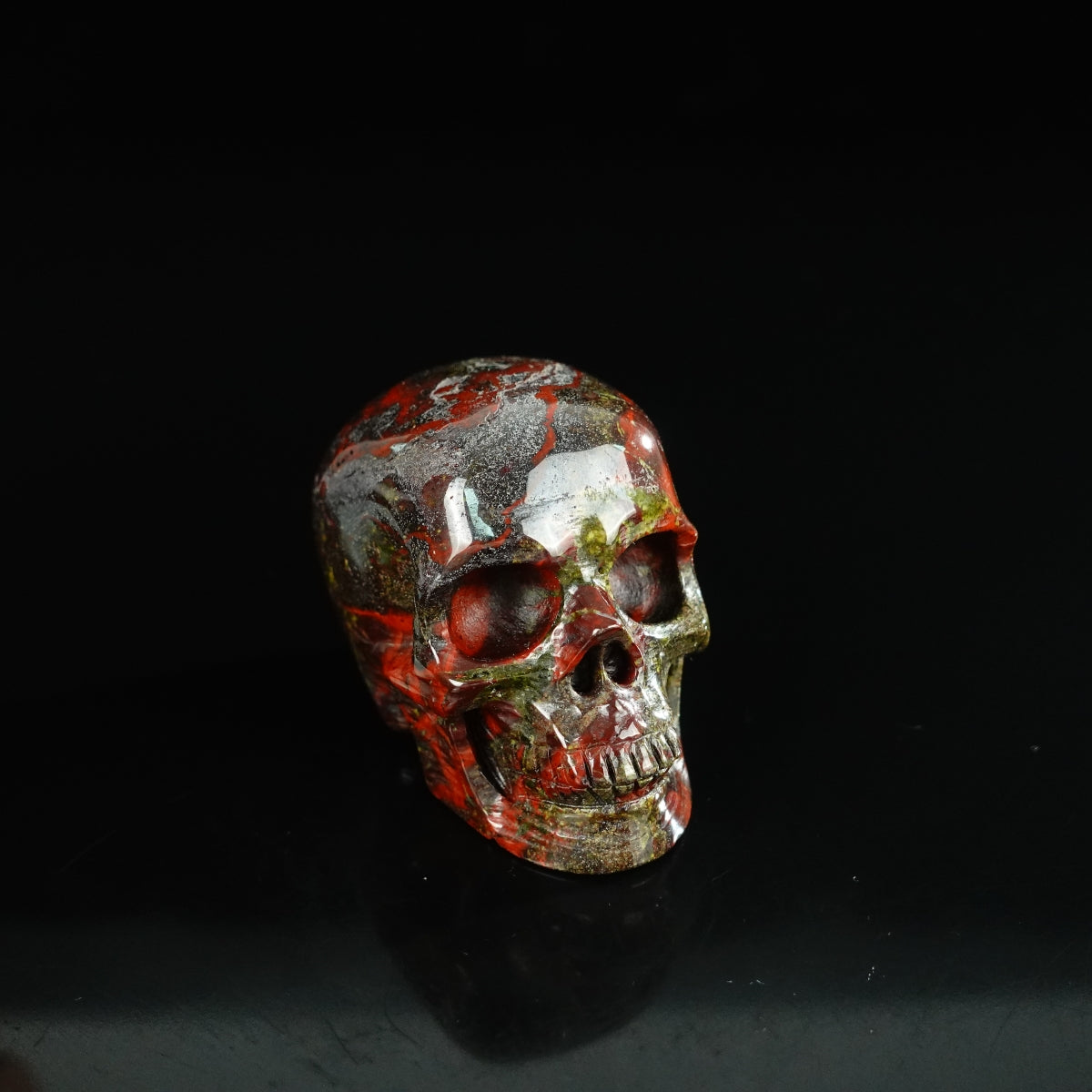 2.2" Dragon Blood Jasper Crystal Skull Carving - Unique Piece #DB05
