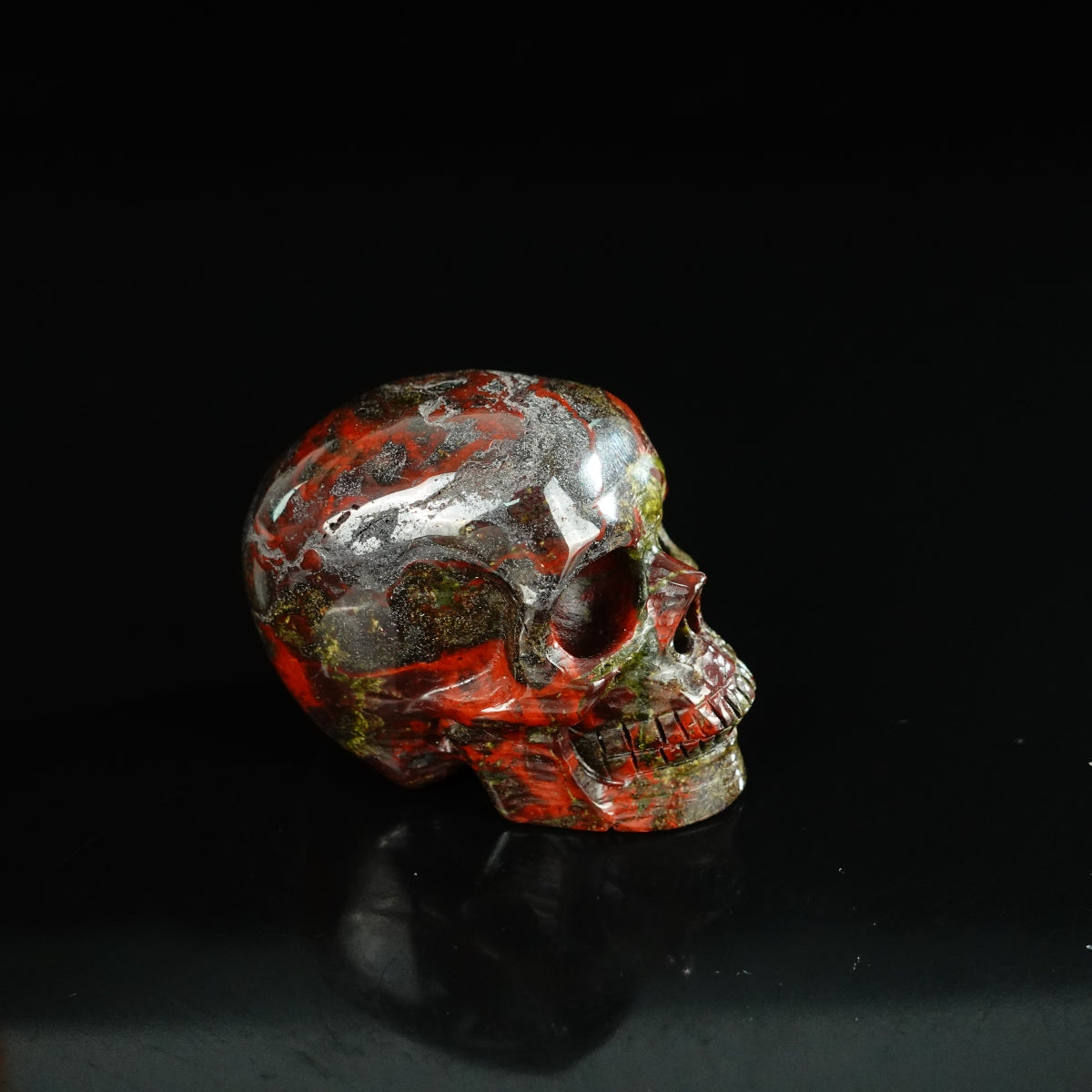 2.2" Dragon Blood Jasper Crystal Skull Carving - Unique Piece #DB05
