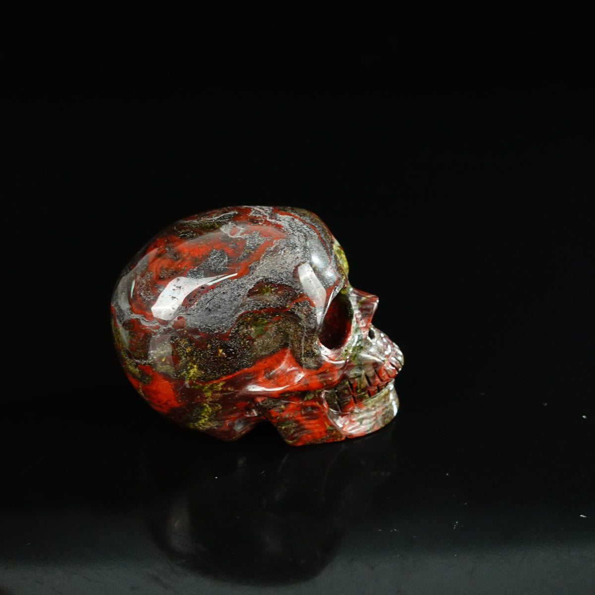 2.2" Dragon Blood Jasper Crystal Skull Carving - Unique Piece #DB05