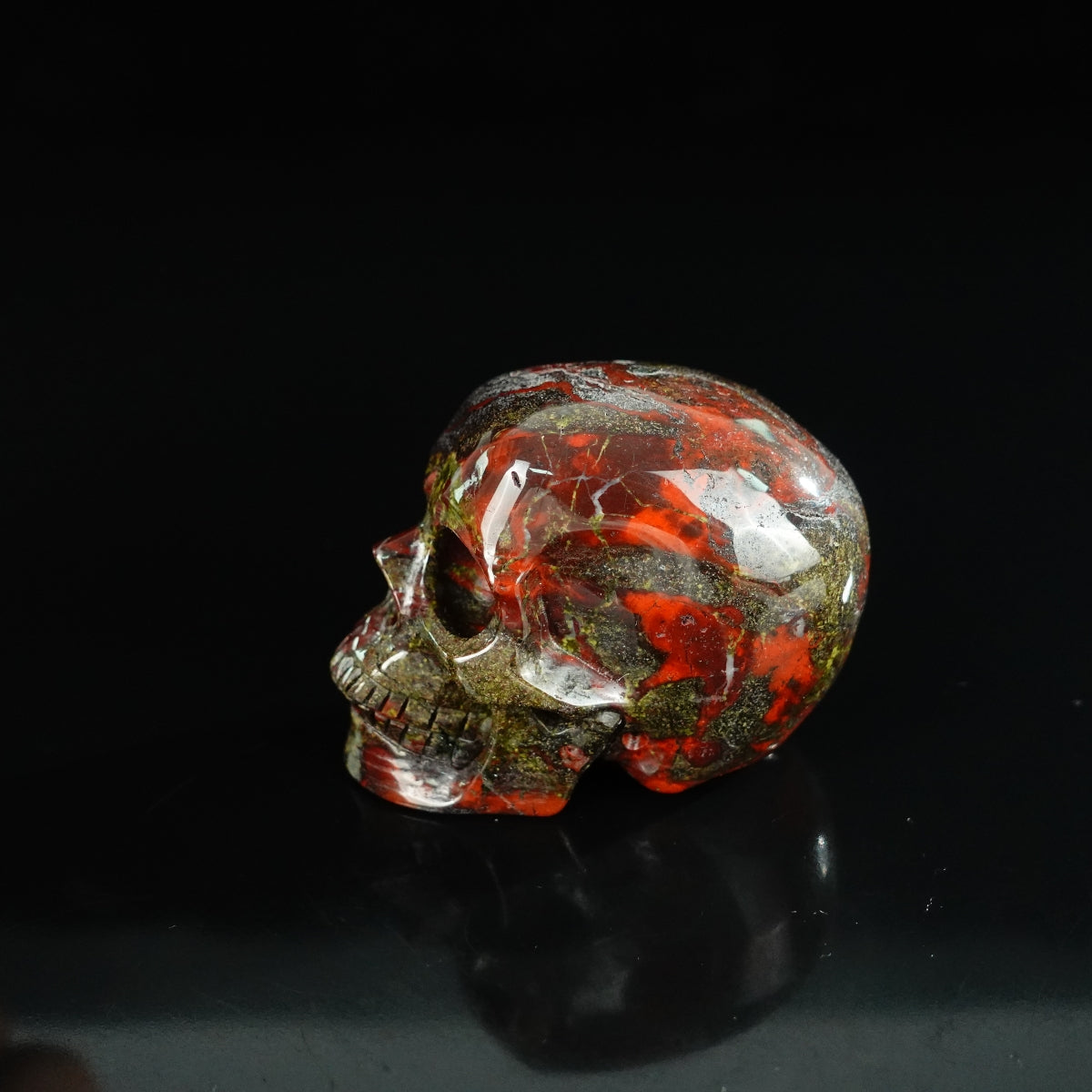 2.2" Dragon Blood Jasper Crystal Skull Carving - Unique Piece #DB05