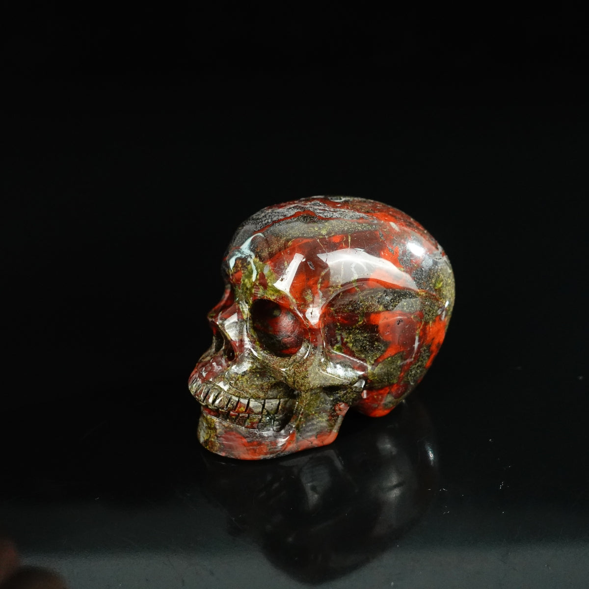 2.2" Dragon Blood Jasper Crystal Skull Carving - Unique Piece #DB05