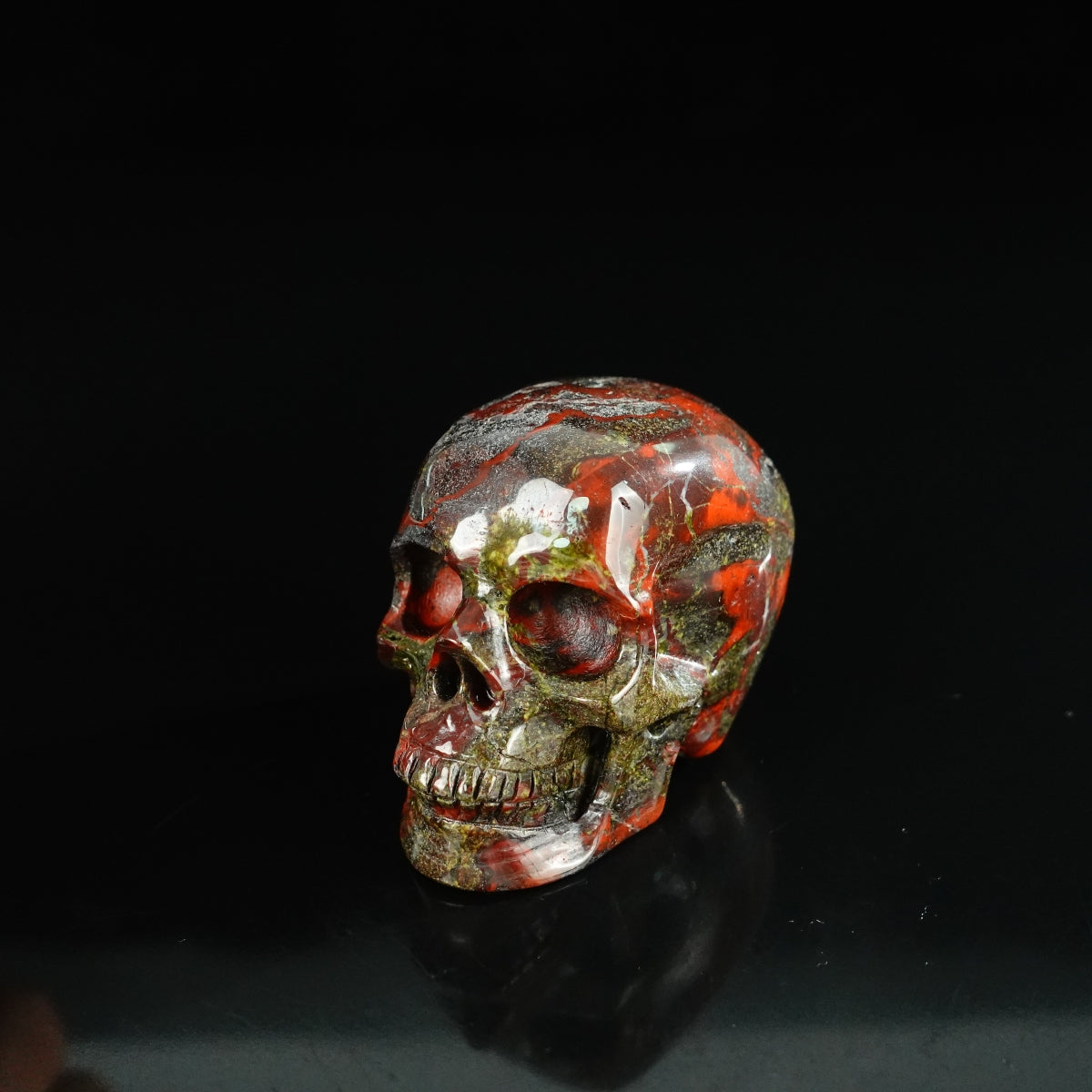 2.2" Dragon Blood Jasper Crystal Skull Carving - Unique Piece #DB05